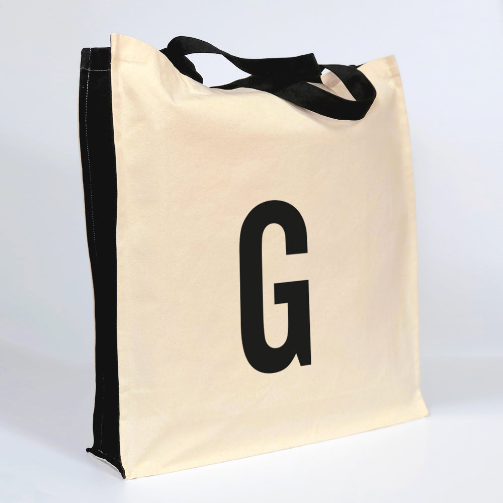 Personalized Initial Monogram Canvas Tote Bag