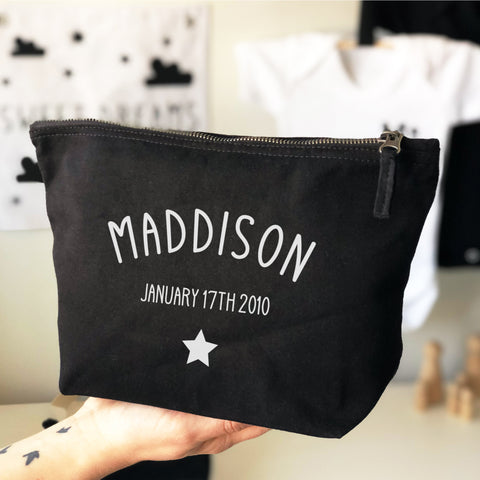 Personalised Name and Date Pouch