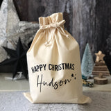 Personalised Happy Christmas Natural Gift Sack