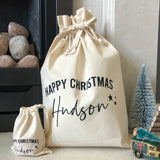 Personalised Happy Christmas Natural Gift Sack