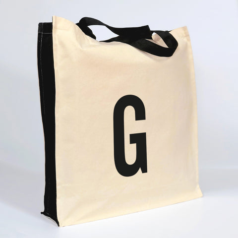 Personalised Monogram Canvas Tote Bag with Pocket