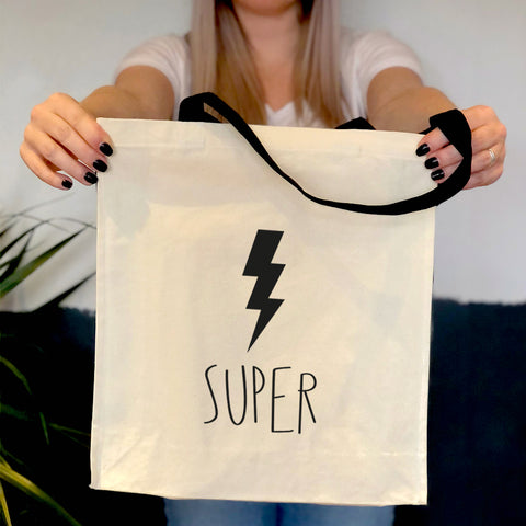 Super Lightning Bolt Large Canvas Tote Bag