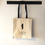 Super Lightning Bolt Canvas Tote Bag with Pocket