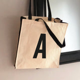 Personalised Monogram Canvas Tote Bag with Pocket