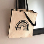 Rainbow Canvas Tote Bag with Pocket