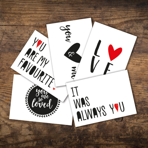 Set of Romantic A6 Postcards