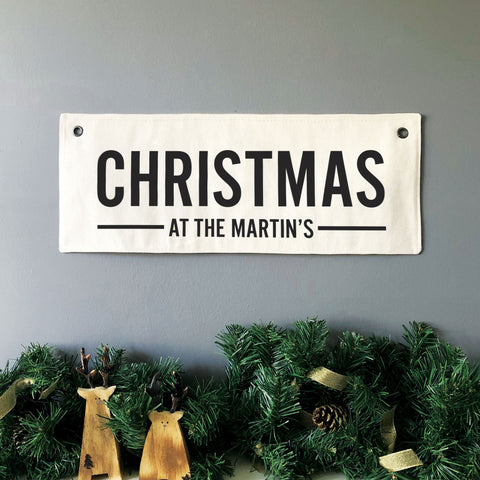 Personalised Christmas Natural Eyelet Banner